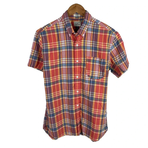 BF1062 Mens J. Crew Classic Fit Plaid Short Sleeve Button Down Shirt M - Picture 1 of 5